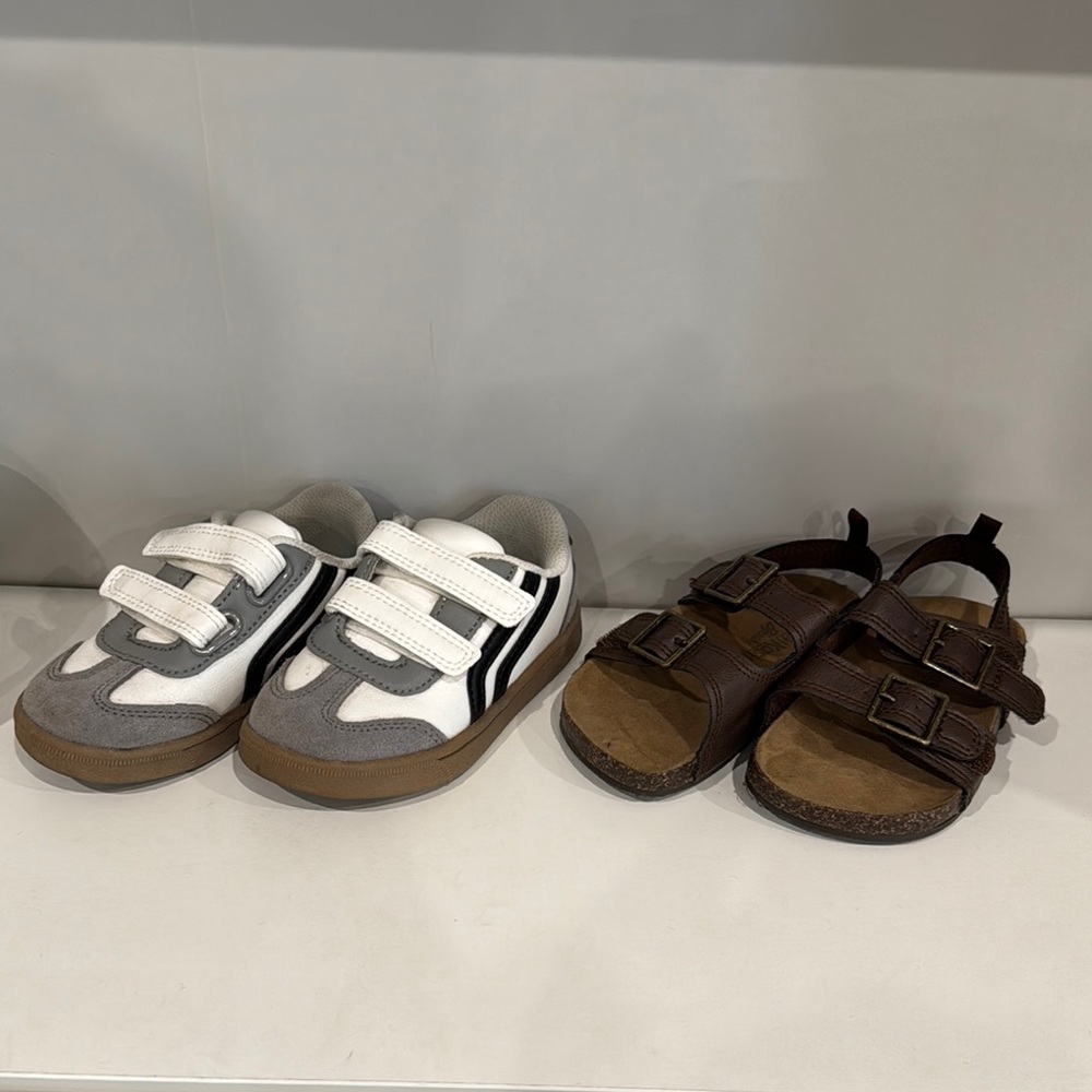 Bundle - Kids White and Gray Velcro Sneakers and Sandals‎